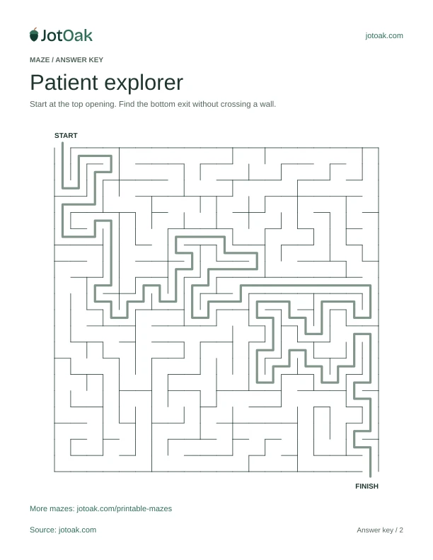 Solution for Patient explorer, showing the path from start to finish